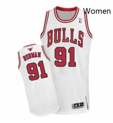 Womens Adidas Chicago Bulls 91 Dennis Rodman Authentic White Home NBA Jersey Womens Adidas Chicago Bulls 91 Dennis Rodman Authentic White Home NBA Jersey