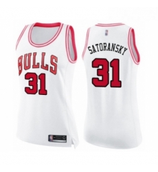 Womens Chicago Bulls 31 Tomas Satoransky Swingman White Pink Fashion Basketball Jerse Womens Chicago Bulls 31 Tomas Satoransky Swingman White Pink Fashion Basketball Jerse