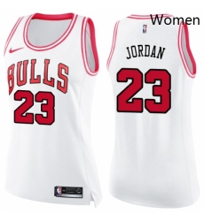 Womens Nike Chicago Bulls 23 Michael Jordan Swingman WhitePink Fashion NBA Jersey Womens Nike Chicago Bulls 23 Michael Jordan Swingman WhitePink Fashion NBA Jersey