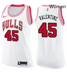 Womens Nike Chicago Bulls 45 Denzel Valentine Swingman WhitePink Fashion NBA Jersey Womens Nike Chicago Bulls 45 Denzel Valentine Swingman WhitePink Fashion NBA Jersey