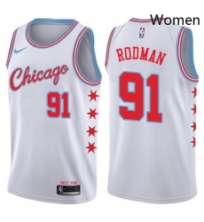 Womens Nike Chicago Bulls 91 Dennis Rodman Swingman White NBA Jersey City Edition Womens Nike Chicago Bulls 91 Dennis Rodman Swingman White NBA Jersey City Edition