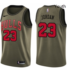 Youth Nike Chicago Bulls 23 Michael Jordan Swingman Green Salute to Service NBA Jersey Youth Nike Chicago Bulls 23 Michael Jordan Swingman Green Salute to Service NBA Jersey
