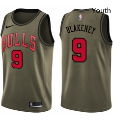 Youth Nike Chicago Bulls 9 Antonio Blakeney Swingman Green Salute to Service NBA Jersey Youth Nike Chicago Bulls 9 Antonio Blakeney Swingman Green Salute to Service NBA Jersey