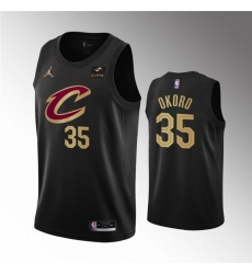 Men Cleveland Cavaliers 35 Isaac Okoro Black Statement Edition Stitched Basketball Jersey Men Cleveland Cavaliers 35 Isaac Okoro Black Statement Edition Stitched Basketball Jersey
