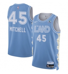 Men Cleveland Cavaliers 45 Donovan Mitchell Light Blue 2024 25 City Edition Stitched Jersey Men Cleveland Cavaliers 45 Donovan Mitchell Light Blue 2024 25 City Edition Stitched Jersey