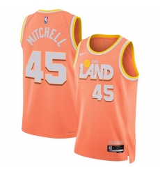 Men Cleveland Cavaliers 45 Donovan Mitchell Orange 2025 26 City Edition Stitched Jersey