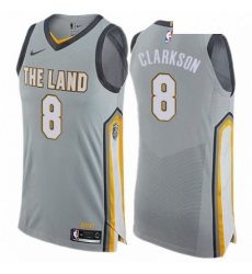 Mens Nike Cleveland Cavaliers 8 Jordan Clarkson Authentic Gray NBA Jersey City Edition Mens Nike Cleveland Cavaliers 8 Jordan Clarkson Authentic Gray NBA Jersey City Edition