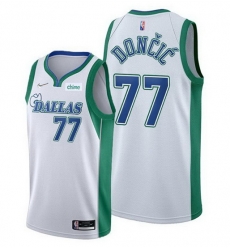 Men's Dallas Mavericks #77 Luka Doncic 75th Anniversary White City Edition Stitched Basketball Jersey Men's Dallas Mavericks #77 Luka Doncic 75th Anniversary White City Edition Stitched Basketball Jersey