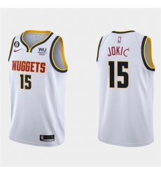 Men Denver Nuggets 15 Nikola Jokic White 2019 20 Association Edition With NO 6 Patch Stitched Jersey Men Denver Nuggets 15 Nikola Jokic White 2019 20 Association Edition With NO 6 Patch Stitched Jersey