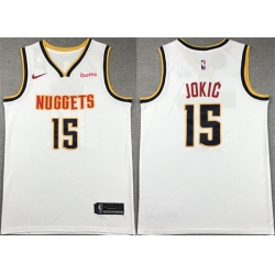 Men Denver Nuggets 15 Nikola Jokic White Stitched Basketball Jersey