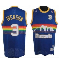 Men Denvers Nuggets 3 Allen Iverson Blue 2006 07 Hardwood Classics Swingman Jersey