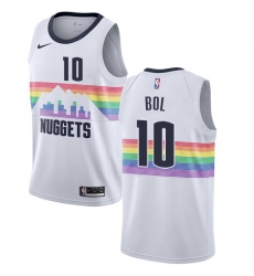Men Nike Denver Nuggets 10 Bol Bol White NBA Swingman City Edition 2018 19 Jersey Men Nike Denver Nuggets 10 Bol Bol White NBA Swingman City Edition 2018 19 Jersey