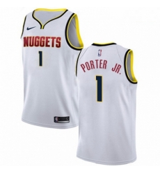 Mens Nike Denver Nuggets 1 Michael Porter Jr White NBA Swingman Association Edition Jersey Mens Nike Denver Nuggets 1 Michael Porter Jr White NBA Swingman Association Edition Jersey