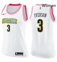 Womens Nike Denver Nuggets 3 Allen Iverson Swingman WhitePink Fashion NBA Jersey Womens Nike Denver Nuggets 3 Allen Iverson Swingman WhitePink Fashion NBA Jersey