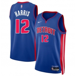 Men Detroit Pistons 12 Tobias Harris Blue 2024 Icon Edition Stitched Jersey