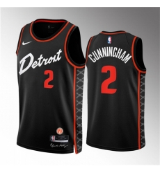 Men Detroit Pistons 2 Cade Cunningham Black 2023 24 City Edition Stitched Basketball Jersey Men Detroit Pistons 2 Cade Cunningham Black 2023 24 City Edition Stitched Basketball Jersey