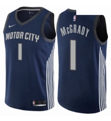 Mens Nike Detroit Pistons 1 Tracy McGrady Authentic Navy Blue NBA Jersey City Edition Mens Nike Detroit Pistons 1 Tracy McGrady Authentic Navy Blue NBA Jersey City Edition