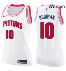 Womens Nike Detroit Pistons 10 Dennis Rodman Swingman WhitePink Fashion NBA Jersey Womens Nike Detroit Pistons 10 Dennis Rodman Swingman WhitePink Fashion NBA Jersey