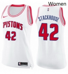 Womens Nike Detroit Pistons 42 Jerry Stackhouse Swingman WhitePink Fashion NBA Jersey Womens Nike Detroit Pistons 42 Jerry Stackhouse Swingman WhitePink Fashion NBA Jersey