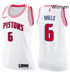 Womens Nike Detroit Pistons 6 Terry Mills Swingman WhitePink Fashion NBA Jersey Womens Nike Detroit Pistons 6 Terry Mills Swingman WhitePink Fashion NBA Jersey