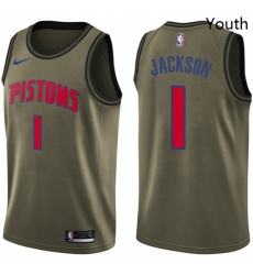 Youth Nike Detroit Pistons 1 Reggie Jackson Swingman Green Salute to Service NBA Jersey Youth Nike Detroit Pistons 1 Reggie Jackson Swingman Green Salute to Service NBA Jersey