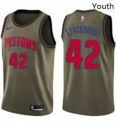 Youth Nike Detroit Pistons 42 Jerry Stackhouse Swingman Green Salute to Service NBA Jersey Youth Nike Detroit Pistons 42 Jerry Stackhouse Swingman Green Salute to Service NBA Jersey