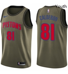Youth Nike Detroit Pistons 81 Jose Calderon Swingman Green Salute to Service NBA Jersey Youth Nike Detroit Pistons 81 Jose Calderon Swingman Green Salute to Service NBA Jersey