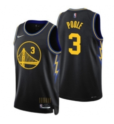Men Golden State Warriors 3 Jordan Poole 2021 22 City Edition Black 75th Anniversary Stitched Basketball Jersey Men Golden State Warriors 3 Jordan Poole 2021 22 City Edition Black 75th Anniversary Stitched Basketball Jersey