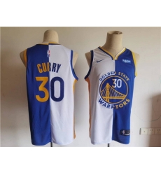 Men Golden State Warriors 30 Stephen Curry Blue White Split Stitched Basletball Jersey Men Golden State Warriors 30 Stephen Curry Blue White Split Stitched Basletball Jersey