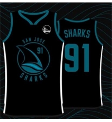 Men Golden State Warriors X San Jose Sharks 91 Black Basketball Jersey Men Golden State Warriors X San Jose Sharks 91 Black Basketball Jersey