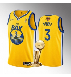 Men's Golden State Warriors #3 Jordan Poole 2022 Yellow NBA Finals Champions Stitched Jersey Men's Golden State Warriors #3 Jordan Poole 2022 Yellow NBA Finals Champions Stitched Jersey
