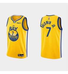 Men's Golden State Warriors #7 Patrick Baldwin Jr. 2022 Yellow Stitched Basketball Jersey Men's Golden State Warriors #7 Patrick Baldwin Jr. 2022 Yellow Stitched Basketball Jersey