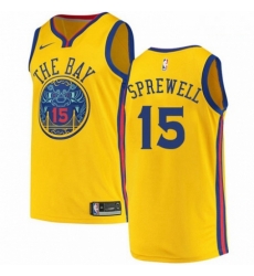 Mens Nike Golden State Warriors 15 Latrell Sprewell Authentic Gold NBA Jersey City Edition Mens Nike Golden State Warriors 15 Latrell Sprewell Authentic Gold NBA Jersey City Edition