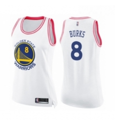 Womens Golden State Warriors 8 Alec Burks Swingman White Pink Fashion Basketball Jersey Womens Golden State Warriors 8 Alec Burks Swingman White Pink Fashion Basketball Jersey