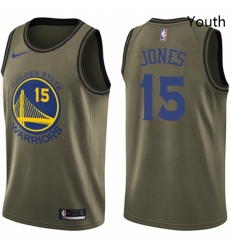 Youth Nike Golden State Warriors 15 Damian Jones Swingman Green Salute to Service NBA Jersey Youth Nike Golden State Warriors 15 Damian Jones Swingman Green Salute to Service NBA Jersey