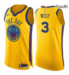 Youth Nike Golden State Warriors 3 David West Swingman Gold NBA Jersey City Edition Youth Nike Golden State Warriors 3 David West Swingman Gold NBA Jersey City Edition