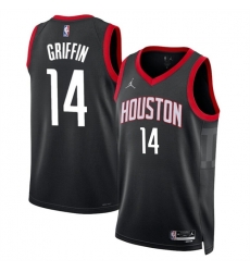 Men Houston Rockets 14 AJ Griffin Black Statement Edition Stitched Jersey Men Houston Rockets 14 AJ Griffin Black Statement Edition Stitched Jersey