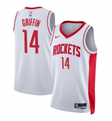 Men Houston Rockets 14 AJ Griffin White Association Edition Stitched Jersey Men Houston Rockets 14 AJ Griffin White Association Edition Stitched Jersey