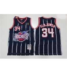 Men Houston Rockets Hakeem Olajuwon 34 Blue Mitchell Ness NBA Jersey Men Houston Rockets Hakeem Olajuwon 34 Blue Mitchell Ness NBA Jersey