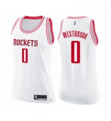 Womens Houston Rockets 0 Russell Westbrook Swingman White Pink Fashion Basketball Jersey Womens Houston Rockets 0 Russell Westbrook Swingman White Pink Fashion Basketball Jersey