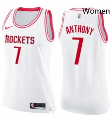 Womens Nike Houston Rockets 7 Carmelo Anthony Swingman White Pink Fashion NBA Jers Womens Nike Houston Rockets 7 Carmelo Anthony Swingman White Pink Fashion NBA Jers