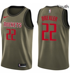 Youth Nike Houston Rockets 22 Clyde Drexler Swingman Green Salute to Service NBA Jersey Youth Nike Houston Rockets 22 Clyde Drexler Swingman Green Salute to Service NBA Jersey