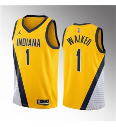 Men Indiana Pacers 1 Jarace Walker Yellow 2023 Draft Statement Edition Stitched Basketball Jersey Men Indiana Pacers 1 Jarace Walker Yellow 2023 Draft Statement Edition Stitched Basketball Jersey