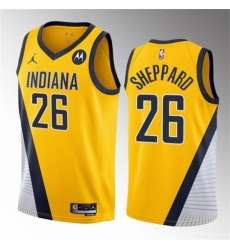 Men Indiana Pacers 26 Ben Sheppard Yellow 2023 Draft Statement Edition Stitched Basketball Jersey Men Indiana Pacers 26 Ben Sheppard Yellow 2023 Draft Statement Edition Stitched Basketball Jersey