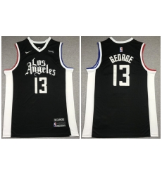 Men Los Angeles Clippers 13 Paul George Black 2021 City Edition Nike Swin Men Los Angeles Clippers 13 Paul George Black 2021 City Edition Nike Swin