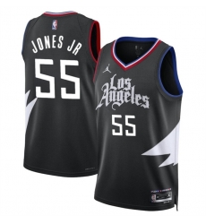Men Los Angeles Clippers 55 Derrick Jones Jr Black Statement Edition Stitched Jersey Men Los Angeles Clippers 55 Derrick Jones Jr Black Statement Edition Stitched Jersey