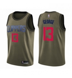Mens Los Angeles Clippers 13 Paul George Swingman Green Salute to Service Basketball Jersey Mens Los Angeles Clippers 13 Paul George Swingman Green Salute to Service Basketball Jersey