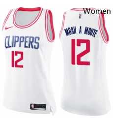 Womens Nike Los Angeles Clippers 12 Luc Mbah a Moute Swingman White Pink Fashion NBA Jersey Womens Nike Los Angeles Clippers 12 Luc Mbah a Moute Swingman White Pink Fashion NBA Jersey