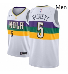 Men NBA 2018 19 New Orleans Pelicans 5 Trevon Bluiett City Edition White Jersey Men NBA 2018 19 New Orleans Pelicans 5 Trevon Bluiett City Edition White Jersey