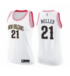 Womens New Orleans Pelicans 21 Darius Miller Swingman White Pink Fashion Basketball Jersey Womens New Orleans Pelicans 21 Darius Miller Swingman White Pink Fashion Basketball Jersey